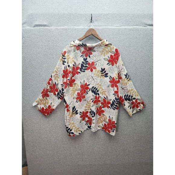 Alfred Dunner Womens Floral Print Button-Up Top Size 20 Lightweight Polyester - Picture 5 of 5